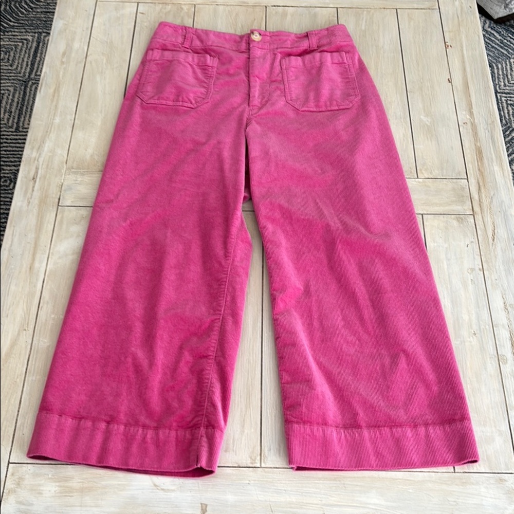 Maeve By Anthropologie Colette Pink Corduroy Wide Leg Pants Size 31